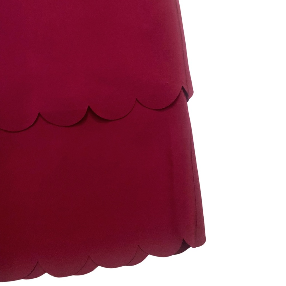 Betsey Johnson Scallop Shift Dress Sleeveless Pink Burgundy Short Feminine Work - Picture 2 of 11